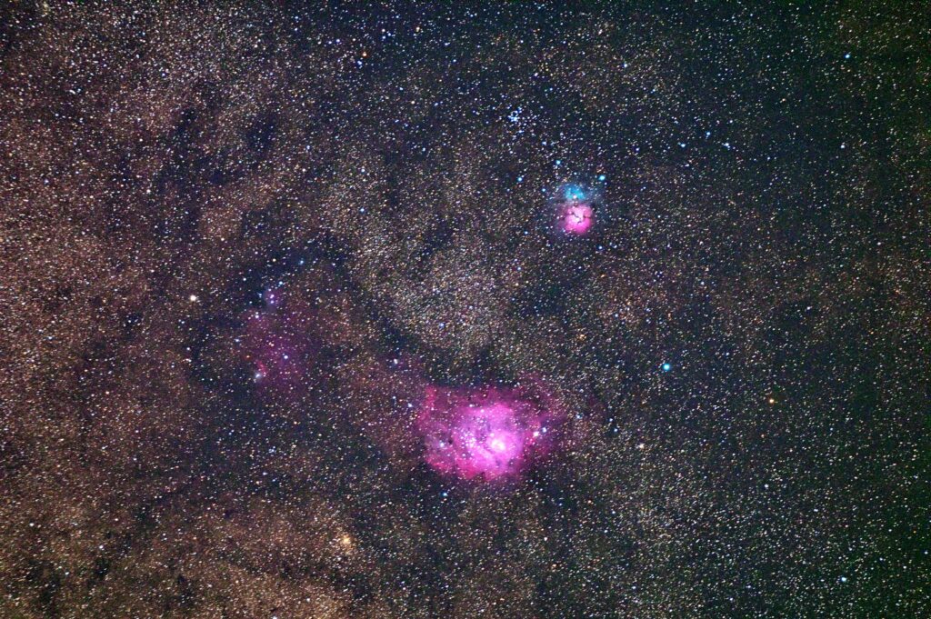 三裂星雲と干潟星雲と猫の手星雲